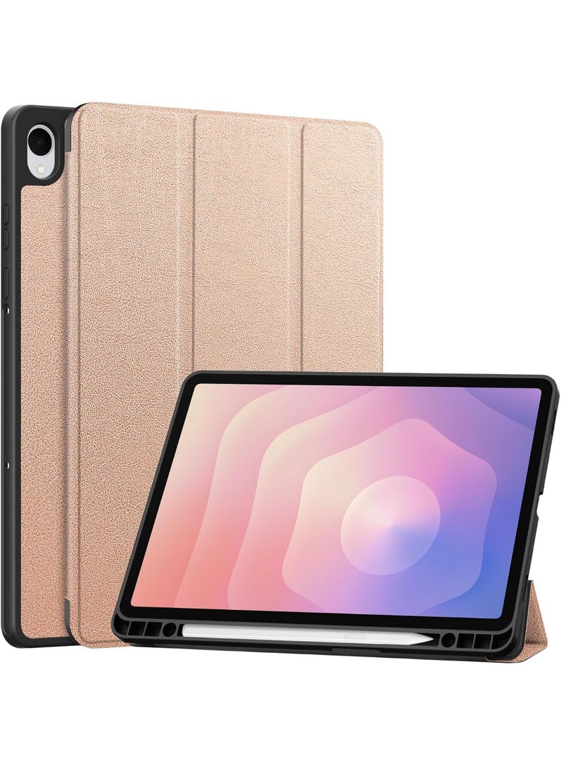 VKL Tablet Case for Samsung Galaxy Tab S11 11 inch 2025 (SM-X730/SM-X736B), Tri-Fold PU Leather Case with Auto Wake/Sleep, Soft TPU Back Cover Built-in Pen Holder (Rose Gold) - Image 1