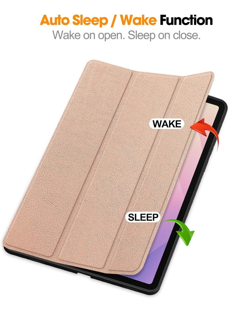 VKL Tablet Case for Samsung Galaxy Tab S11 11 inch 2025 (SM-X730/SM-X736B), Tri-Fold PU Leather Case with Auto Wake/Sleep, Soft TPU Back Cover Built-in Pen Holder (Rose Gold) - Image 2