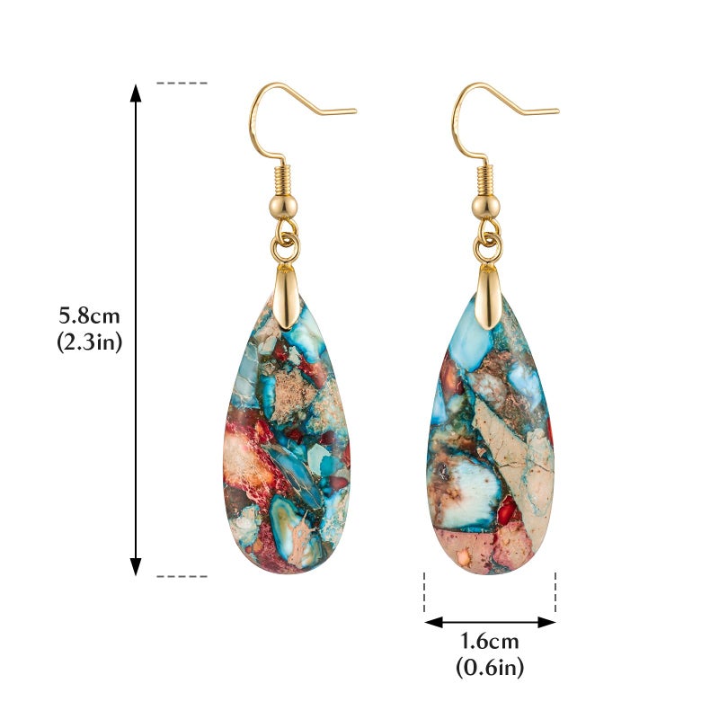HAISWET Blue Red Stone Drop Earrings for Women Boho Dangle Drop Earrings - Image 4