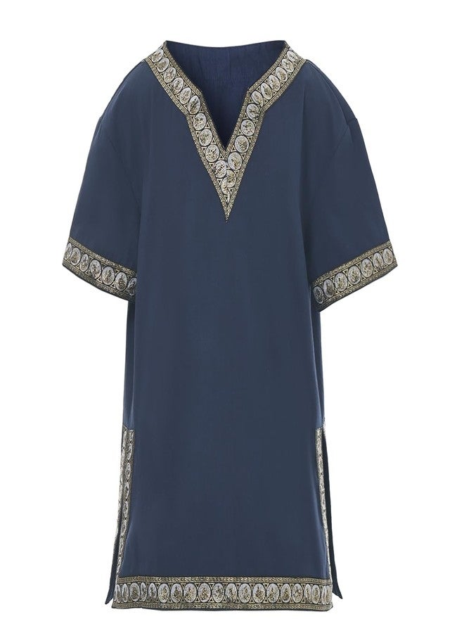 CAMDOM Boys Renaissance Viking Pirate V Neck Shirt Medieval Knight Costume Tops - Image 2