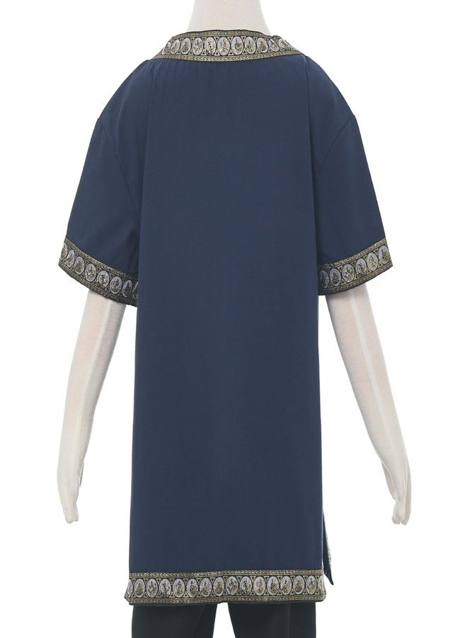 CAMDOM Boys Renaissance Viking Pirate V Neck Shirt Medieval Knight Costume Tops - Image 4