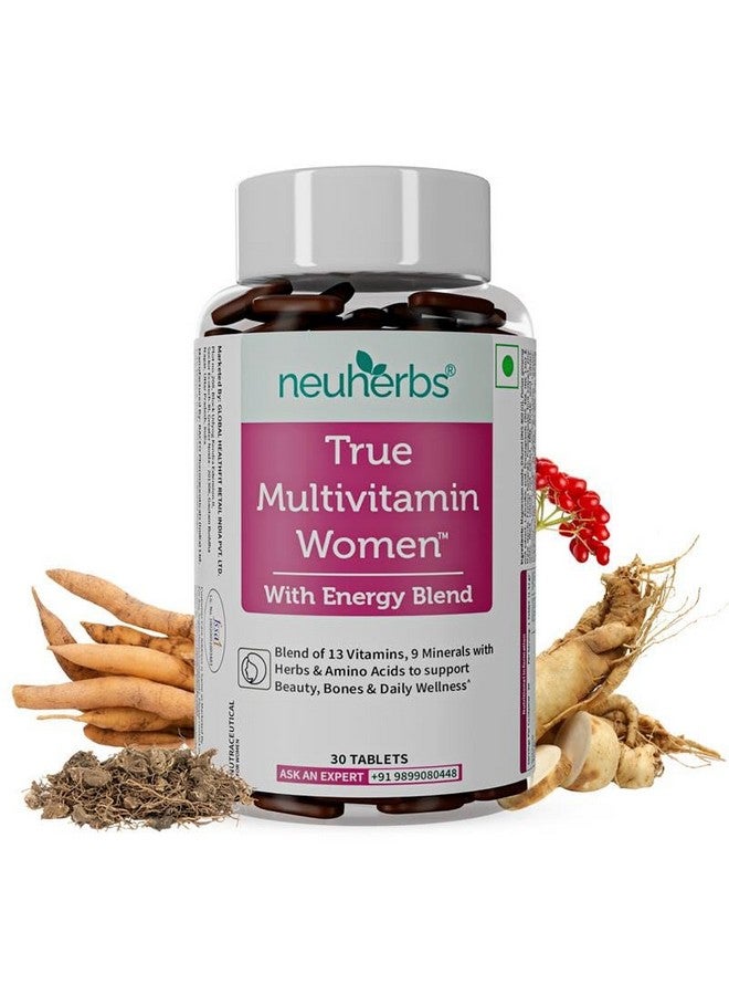 Neuherbs True Multivitamin Women -Veg Tablets|Plant Based Multivitamin for Women with Biotin, Vitamin C & 45 Other Ingredients, 1 count, 30 capsules - Image 1