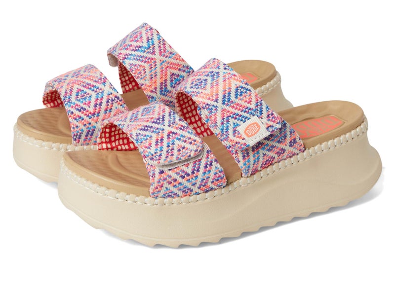 HEYDUDE Women's Delray Slide Surf Baja Blue/Pink/Multi 8 Medium - Image 1