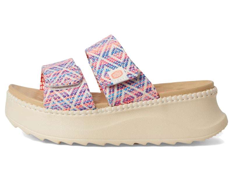 HEYDUDE Women's Delray Slide Surf Baja Blue/Pink/Multi 8 Medium - Image 4