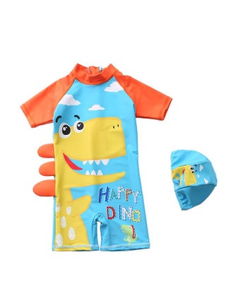 Swimwear One Piece Short Sleeve Sunscreen Beach Hot Spring Bathing Suit with Hat for Toddler Boy Blue White Cloud Dinosaur XL(100鈥?10cm 16鈥?9.5kg) - pzsku/Z70CF89D5F35895989546Z/45/1746192832/3c96260a-efd6-44e9-9e74-6e26f499d71c