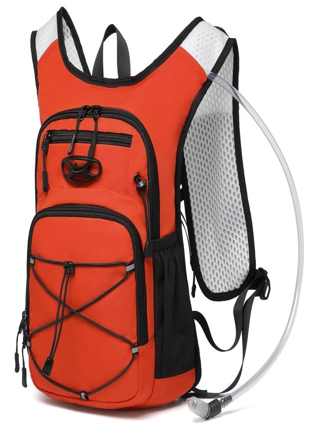 Wotony Lightweight Hydration Backpack with 2LOR 3LWater Bladder for Cycling Hiking Rave - Water Daypack for Men Women (Orange, 2L-Bladder) - Image 1