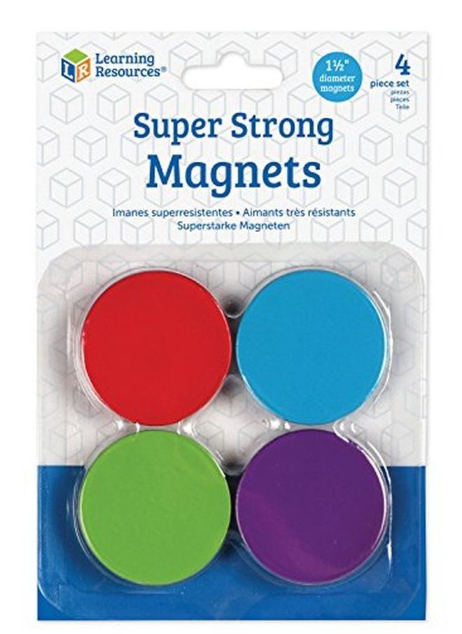 Learning Resources Super Strong Magnets 4 Vibrant Colored Magnets Hang On Whiteboards Or Refrigerators  - Image 1
