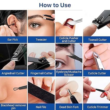 ECOVISTA ECOVISTA 12 IN 1 Stainless Steel Professional Manicure Set Nail Cutter For Women Nail Scissors Luxury Grooming Kit Manicure Pedicure Kit For Women Nail Acne Remover needle  - Image 4
