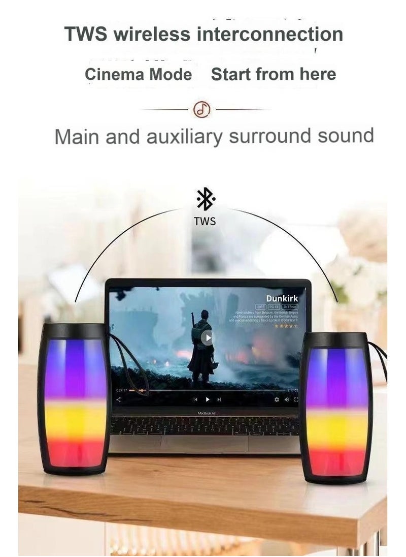 Generic Portable Bluetooth Speaker with LED Light Show | Wireless TWS Stereo Sound | HiFi Bass | Supports TF Card, USB, FM Radio | Long Battery Life | CE Certified  - Image 5