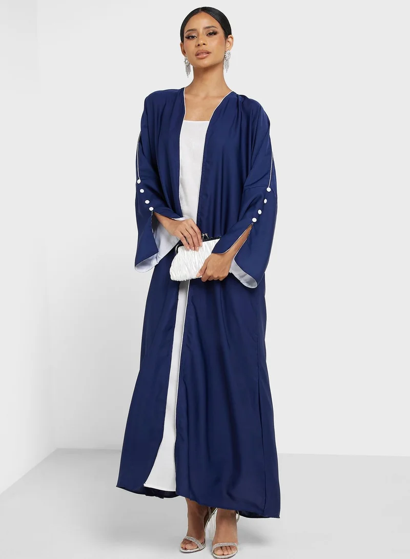 Khizana Open Abaya With Slit Sleeve Detail