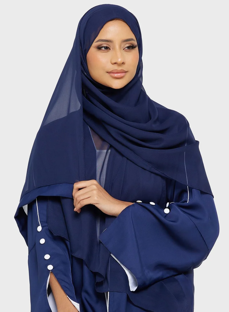 Khizana Open Abaya With Slit Sleeve Detail
