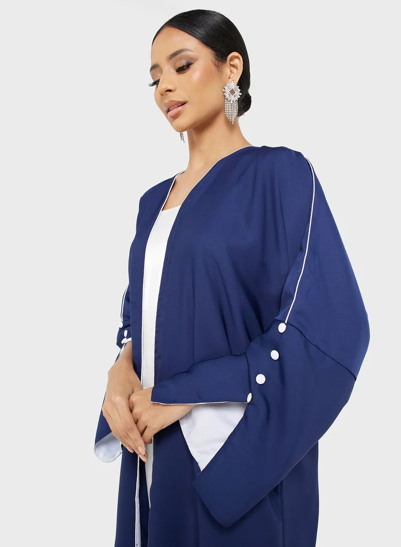 Khizana Open Abaya With Slit Sleeve Detail