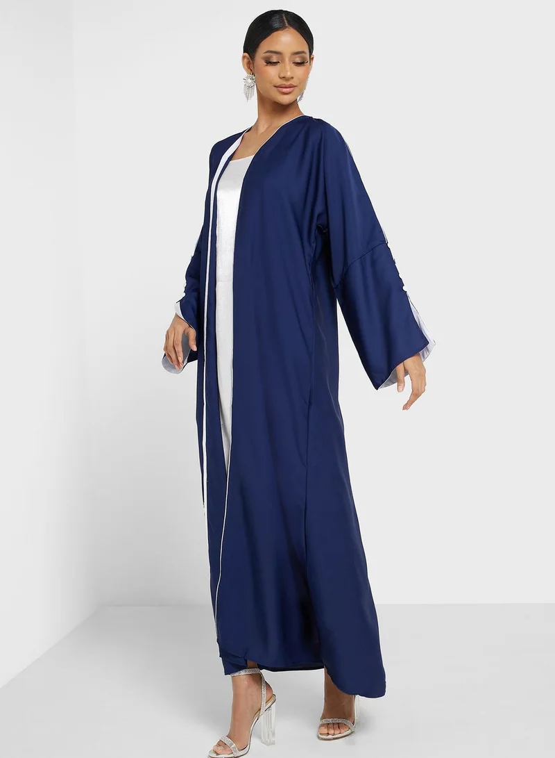 Khizana Open Abaya With Slit Sleeve Detail