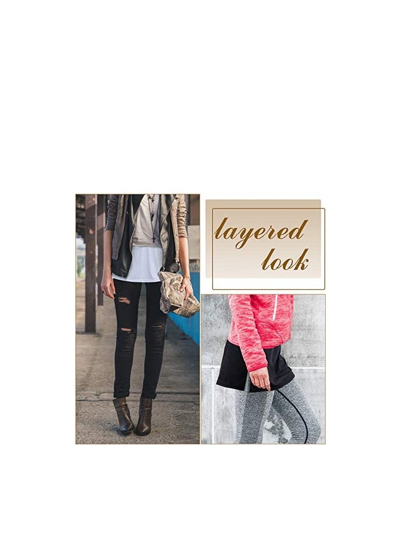 SYOSI 3 قطع حزام قابل للتعديل تنورة مزيفة بطول نصف تفريق تنورة قصيرة حاشية ممددة للنساء - Image 5