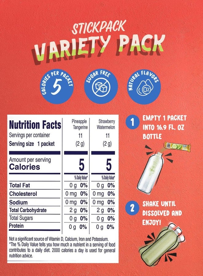 Klass Aguas Frescas Powdered Drink Mix | 44 Sugar Free Powder Packets | Flavors - Cucumber Limeade Pineapple Tangerine Strawberry Watermelon & Hibiscus Berries - Water Enhancer To Go! - Image 2