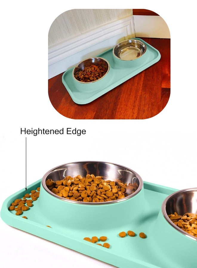 Chase Up Cat Food Bowls, Bowls Non-Skid and Non-Spill Silicone Mats with Stand, Removable Stainless Steel Water Dishes for Cats, Small Size Dogs - Image 2