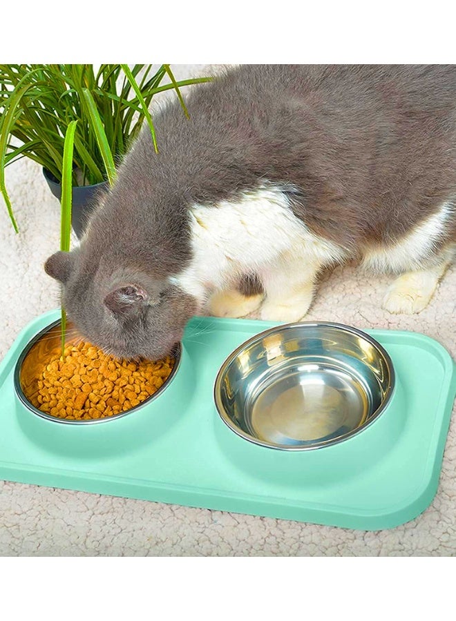 Chase Up Cat Food Bowls, Bowls Non-Skid and Non-Spill Silicone Mats with Stand, Removable Stainless Steel Water Dishes for Cats, Small Size Dogs - Image 3