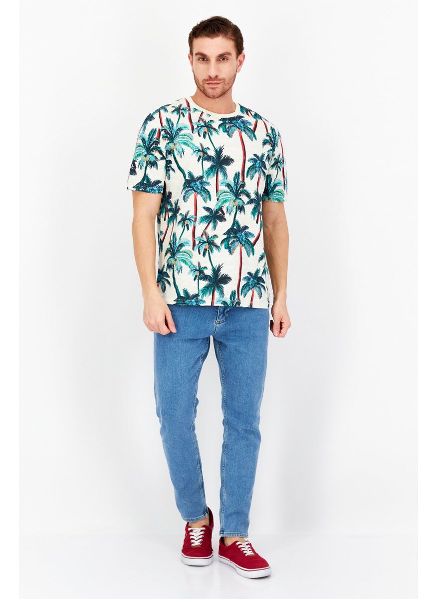 Scotch & Soda - Men Crew Neck Short Sleeve All Over Printed T Shirt, White Combo - Image 1
