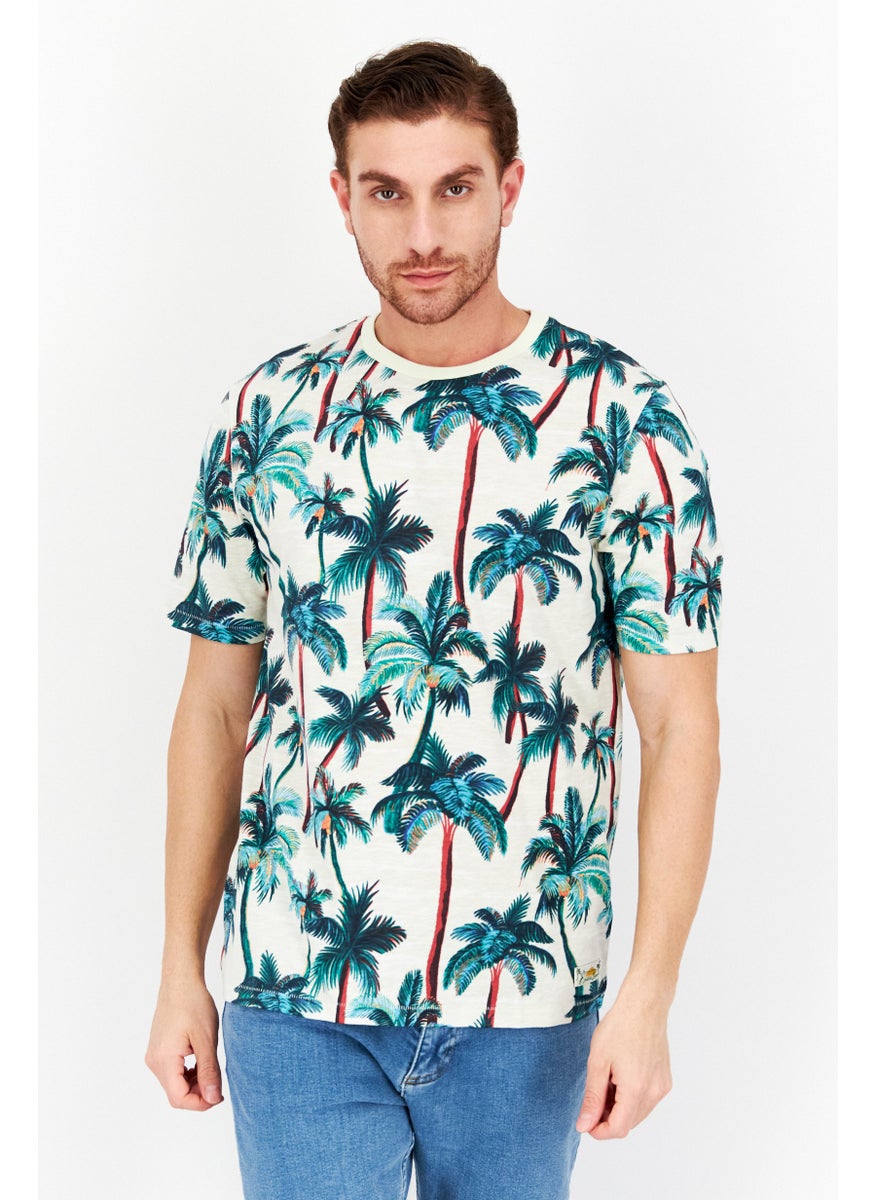 Scotch & Soda - Men Crew Neck Short Sleeve All Over Printed T Shirt, White Combo - Image 1