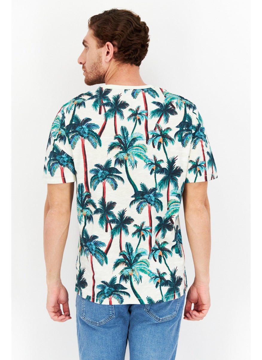 Scotch & Soda - Men Crew Neck Short Sleeve All Over Printed T Shirt, White Combo - Image 1