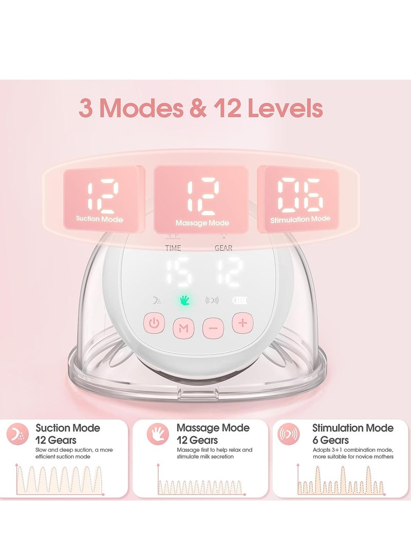 Jheppbay مضخة  كهربائية يمكن ارتداؤها بدون استخدام اليدين، 12 مستوى و3 أوضاع مزدوجة - قطعة واحدة - Image 3