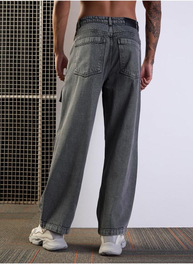 Mascln Sassafras Mid Rise Relaxed Fit Baggy Jeans by Styli  - Image 5