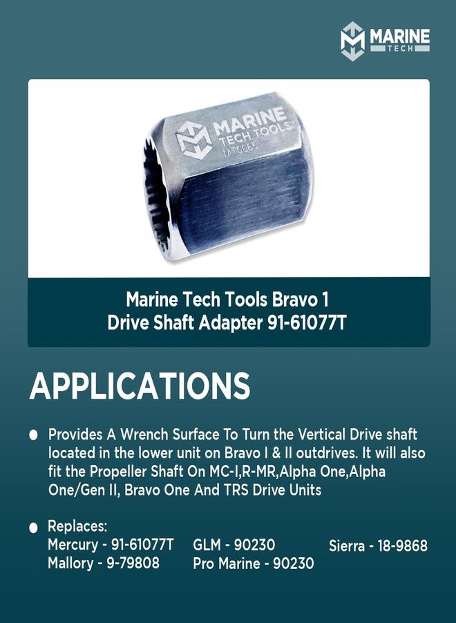 M Marine Tech Tools Marine Tech Tools Bravo 1 Drive Shaft Adapter 91-61077T, Fits Propeller Shaft on Alpha One/Gen II, Bravo One & TRS Drive Unit, Bravo Drive Shaft Adapter - Image 3