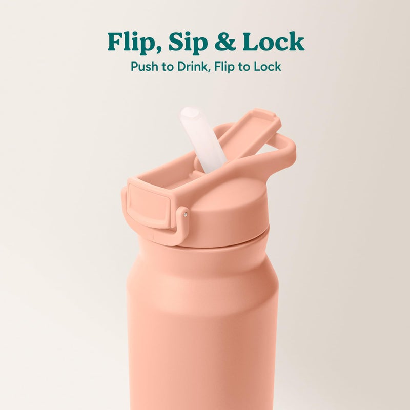 REDUCE 32 oz Hydrate Pro Stainless Steel Insulated Water Bottle - Flip Top Leak-Proof Lid, Dishwasher Safe, BPA-Free, Dual Wall Vacuum, Keeps Drinks Cold for 48 Hrs, Cup Holder Friendly - Sedona - Image 4