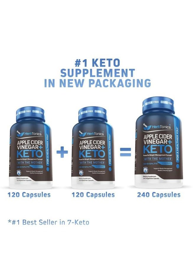 Herbtonics Apple Cider Vinegar with Keto BHB Salts - GLP-1 Support Supplement for Metabolism and Appetite Control, 240 Capsules. - Image 2