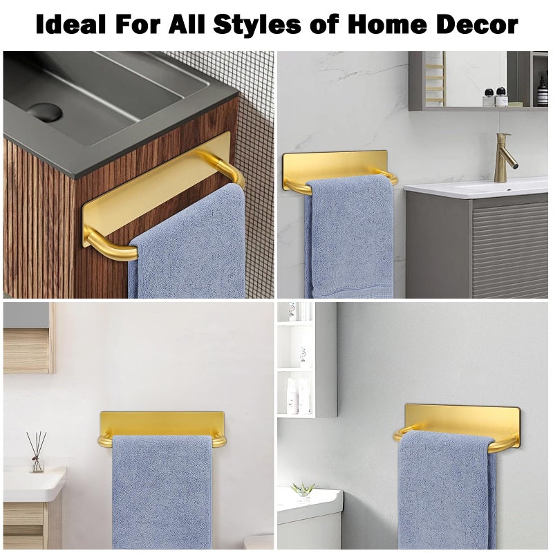 Livabber Self Adhesive Hand Towel Holder- 304 Stainless Steel Hand Towel Bar for Bathroom Kitchen Stick on Wall  Waterproof Hand Towel Rack No Drilling  9 Inch(Gold) - Image 5