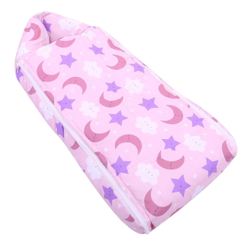 Nonibud Baby Cotton Sleeping Bed Cum Carrying Nest Bag with Storage Bag Large Size 77 Cms X 40 Cms 09 Months SkyBlue Star Print Pink Moon - Image 1