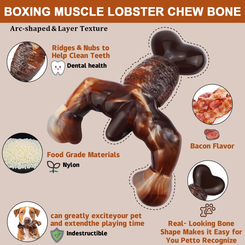 MOXIKIA Dog Chew Toys for Aggressive Chewers Almost Indestructible Dog Toys,Bacon Flavor,Tough Dog Bone Toys for Medium/Large Breed Dogs,Best Chew Toys to Keep Them Busy - Image 2