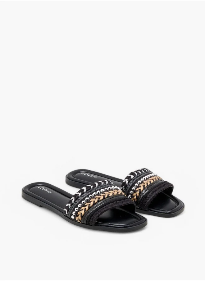 سيليست Women's Embellished Slip-On Flat Sandals