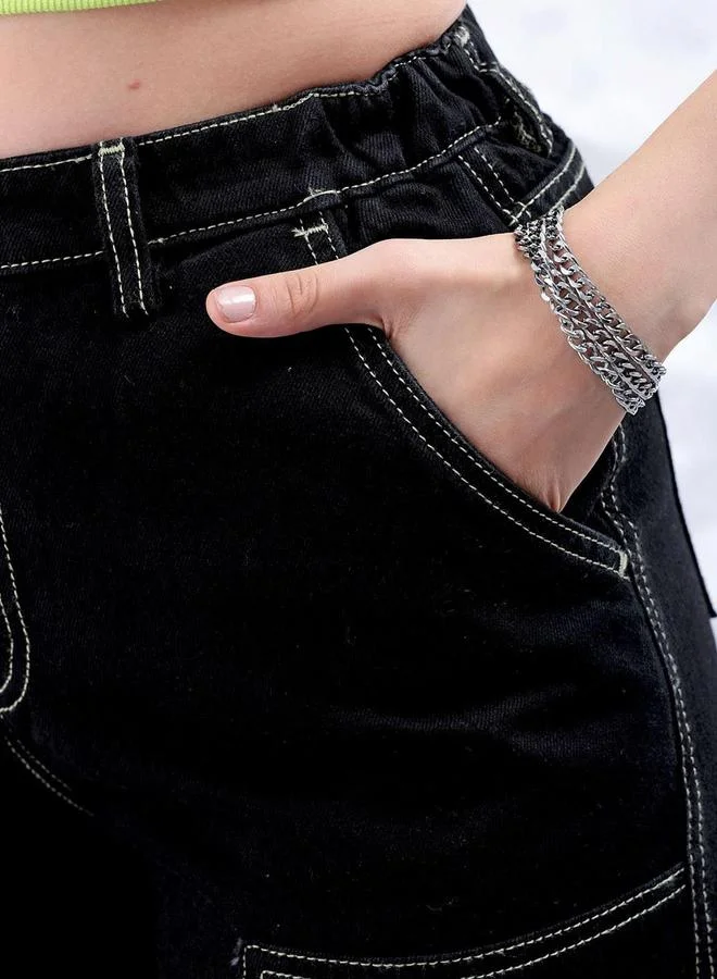 Freehand Black Freehand Women Carpenter Fit Cargo Jeans for Women | Best Price UAE