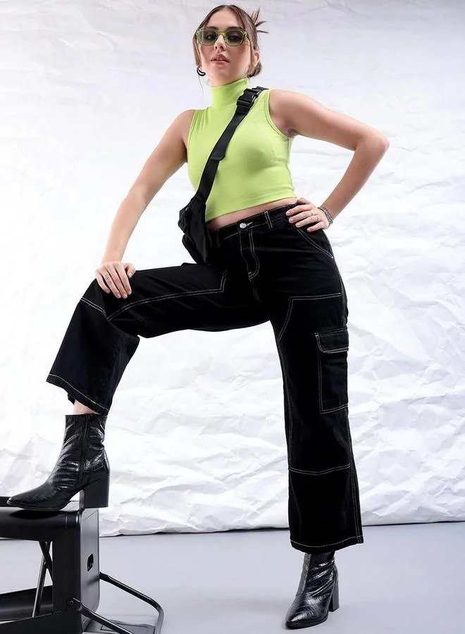 Freehand Black Freehand Women Carpenter Fit Cargo Jeans for Women | Best Price UAE