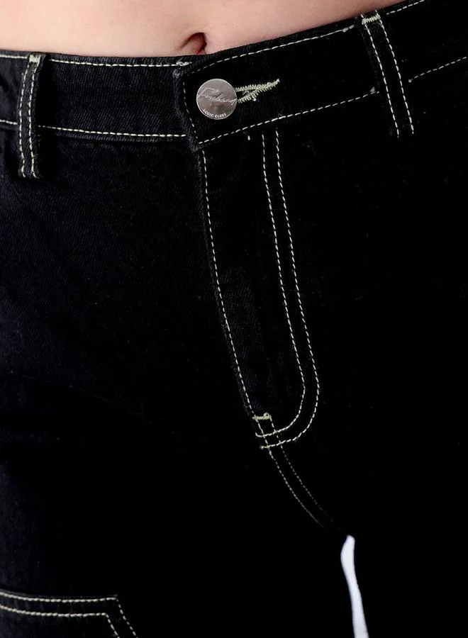Freehand Black Freehand Women Carpenter Fit Cargo Jeans for Women | Best Price UAE