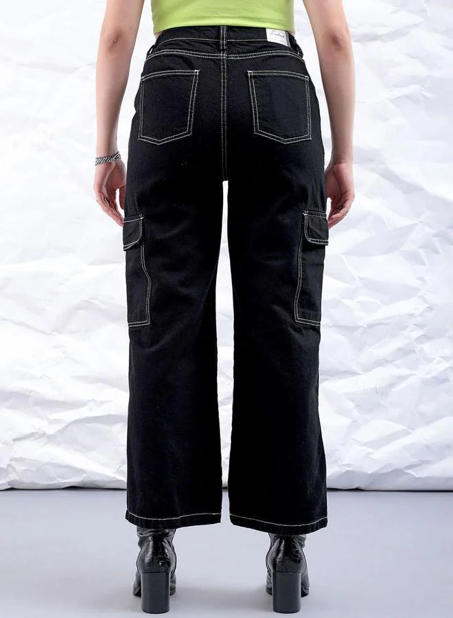 Freehand Black Freehand Women Carpenter Fit Cargo Jeans for Women | Best Price UAE