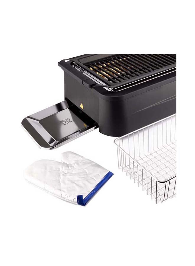 إيفولي شواية كهربائية داخلية وخارجية غير لاصقة بدون دخان بضمان لمدة عامين 1800 W EVKA-GR1660B أسود - Image 2