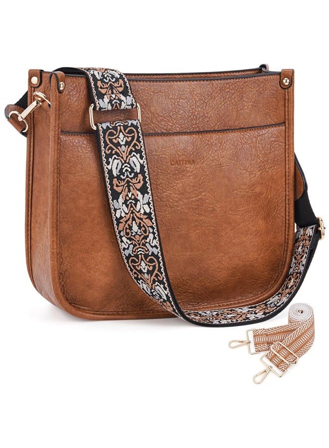 Caitina Crossbody Bag Women Vegan Leather Hobo Handbag Trendy Crossbody Shoulder Bag Purses For Women with 2 Adjustable Strap, A1-1 Zong, 12 x 3.5 x 10 inches - Image 1