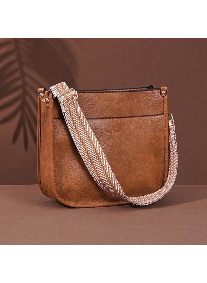Caitina Crossbody Bag Women Vegan Leather Hobo Handbag Trendy Crossbody Shoulder Bag Purses For Women with 2 Adjustable Strap, A1-1 Zong, 12 x 3.5 x 10 inches - Image 3