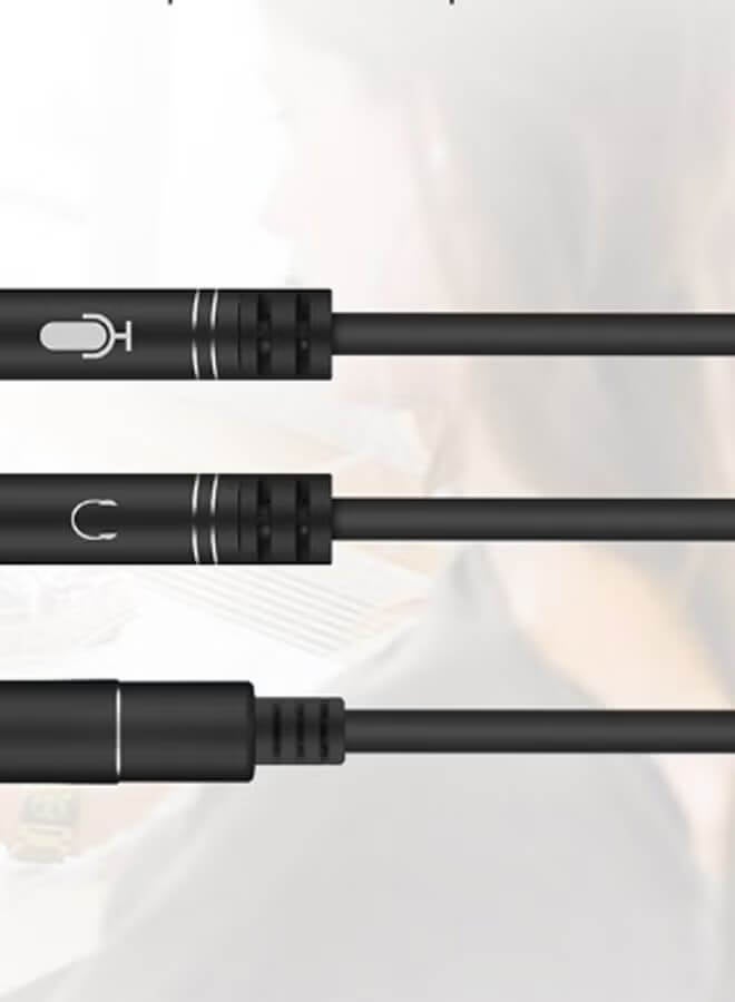 Female To Male Headset And Microphone Y Splitter Cable Black/Gold  - Image 3
