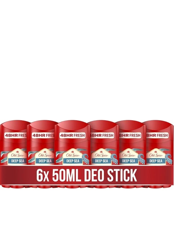 أولد سبايس مزيل عرق ديب سي من أولد سبايس للرجال، 6 عبوات × 50 مل، انتعاش يدوم حتى 48 ساعة، يدوم طويلاً