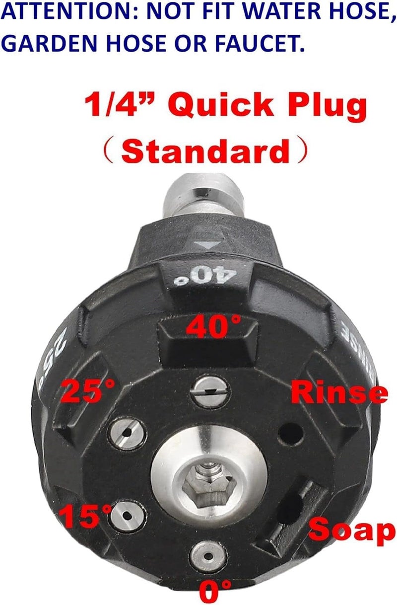 STARQ رؤوس فوهة غسالة الضغط المصنوعة من الألمنيوم، 6 في 1 تغيير سريع، فوهة غسالة ضغط قابلة للتعديل مع توصيل سريع 1/4 بوصة و 3/4 بوصة - Image 3