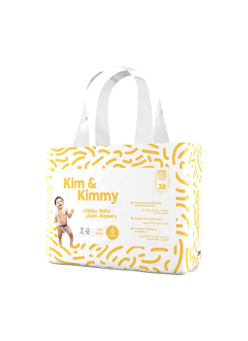 Kim & Kimmy Baby Size 6 Diapers 15 To 20Kg 38 Diapers - Image 1