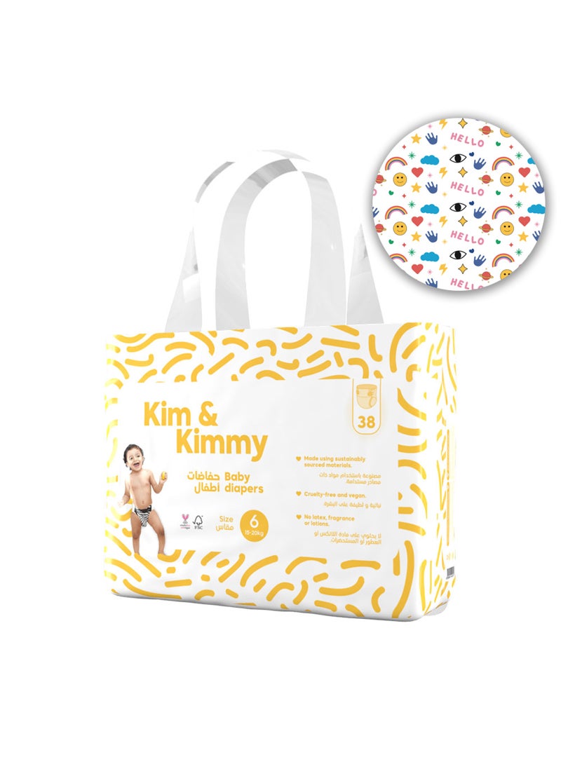 Kim & Kimmy Baby Size 6 Diapers 15 To 20Kg 38 Diapers - Image 2