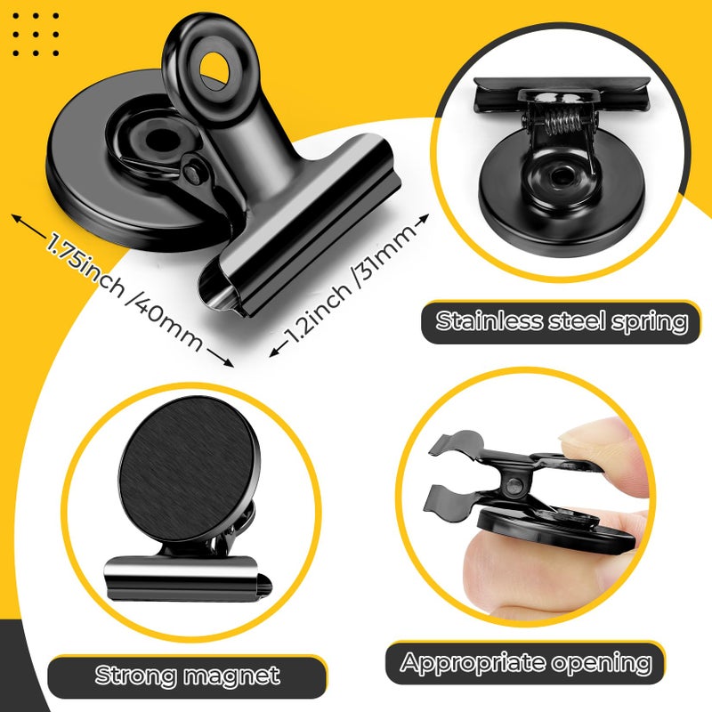 WUDIME 20 Pack Magnetic Clips, Fridge Magnets Refrigerator Magnets, Black Magnet Clips for Whiteboard, Clip Magnets for Photo Displays, Home, Office, Classroom - Image 3