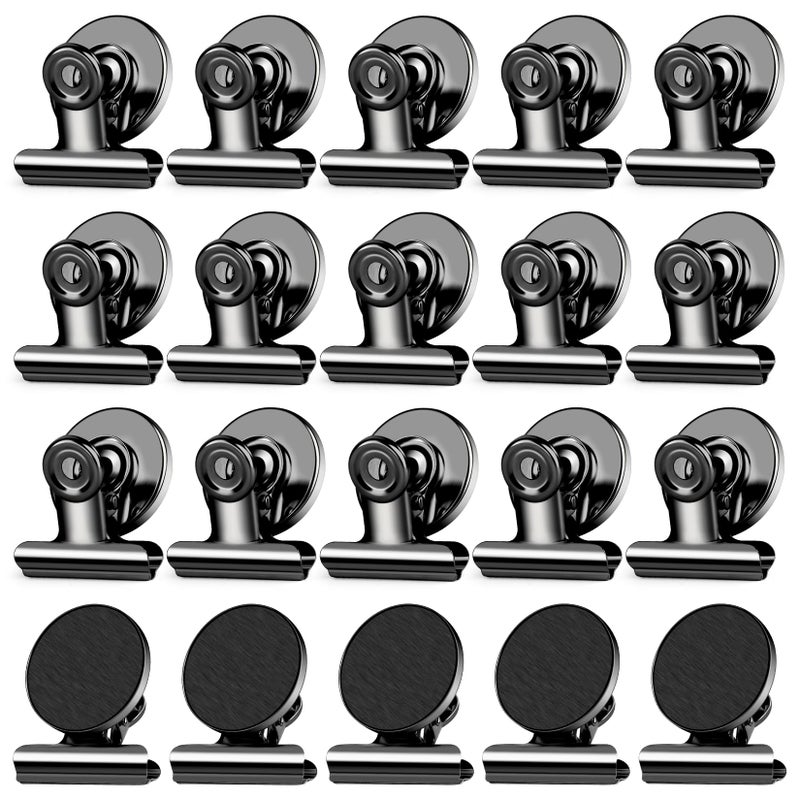 WUDIME 20 Pack Magnetic Clips, Fridge Magnets Refrigerator Magnets, Black Magnet Clips for Whiteboard, Clip Magnets for Photo Displays, Home, Office, Classroom - Image 1