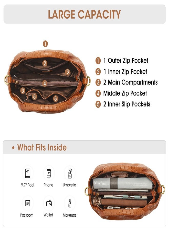 Kattee Leather Purses and Handbags for Women, Medium Crossbody Bags Trendy, Soft Shoulder Satchel Bags, Sorrel - Image 5