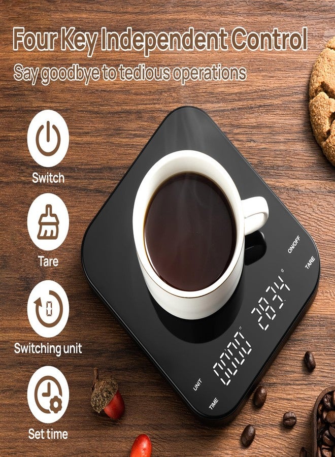 Meilen Mini Espresso Coffee Scale with Timer - 0.1g Precise, USB Rechargeable, 6 Weight Units, 2kg Digital Scale for Espresso, Pour Over, Drip, Kitchen (3kg Black 1 Pack) - Image 2