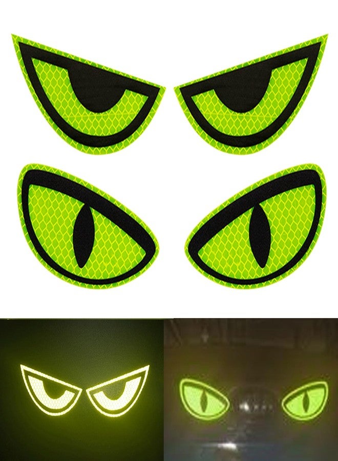 Thcbme 2 Pack Car Stickers Eye Yellow Night Safety Driving Reflective Cute Caution Decal, Motorcycle Helmet Stickers Decals, for Bumpers, Window, Laptop, Wall (Yellow) Reflective 4" by 2" - Image 1